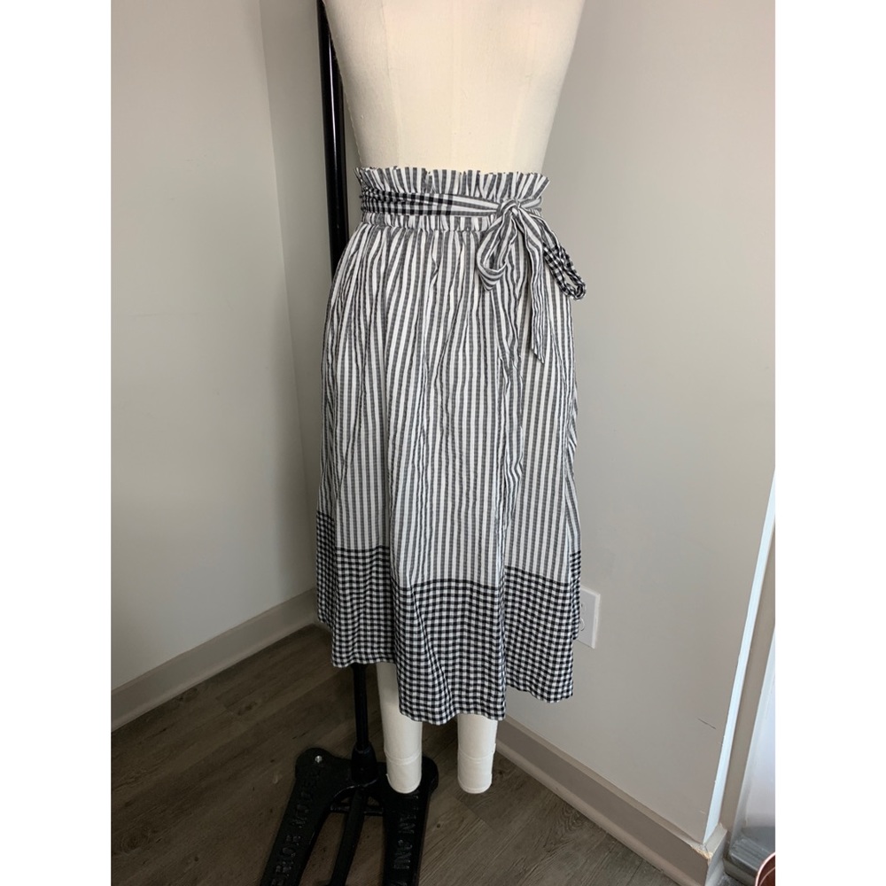 Striped & Gingham Midi Skirt
